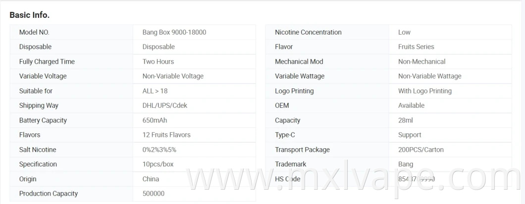 Wholesale Price Disposable Vape Pod Bang Box 9000-18000 Puffs Poco